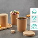JOLLY PARTY 25pack 32oz Paper Soup Containers with Lids, Disposable Paper Food Cups, Ice Cream Cups, Food Storage with Lids, Microwavable and freezer safe, Suitable for Christmas Thanksgiving (Brown)