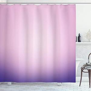Ambesonne Lavender Shower Curtain, Pink and Purple Ombre Print Modern Pastel Color Gradient Design Digital Art, Cloth Fabric Bathroom Decor Set with Hooks, 69" W x 70" L, Lavender Pink