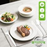 EZYLINKER Compostable Utensils Set (300Pack), Heavy Duty & Eco-Friendly No-Plastic Spoons, Forks, Knives Cutlery Set - 100% Disposable Cornstarch Flatware for Lounge Party Wedding BBQ Picnic Camping