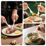 EZYLINKER Compostable Utensils Set (300Pack), Heavy Duty & Eco-Friendly No-Plastic Spoons, Forks, Knives Cutlery Set - 100% Disposable Cornstarch Flatware for Lounge Party Wedding BBQ Picnic Camping