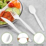 EZYLINKER Compostable Utensils Set (300Pack), Heavy Duty & Eco-Friendly No-Plastic Spoons, Forks, Knives Cutlery Set - 100% Disposable Cornstarch Flatware for Lounge Party Wedding BBQ Picnic Camping