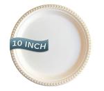 The Fancy Dime Disposable Paper Plate: Heavy Duty, Elegant, Eco-Friendly, Compostable Paper Plates (50 Count), Tree Free Sugarcane Bagasse Plate with Color Party Plate (10 inch Gold Dinner Plate)