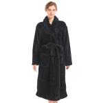Inner Wish Womens Plush Fleece Robe, Cozy Warm Bathrobe Fuzzy Female Spa Robe With Pockets, BLACK,2XL/3XL