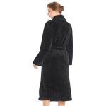 Inner Wish Womens Plush Fleece Robe, Cozy Warm Bathrobe Fuzzy Female Spa Robe With Pockets, BLACK,2XL/3XL