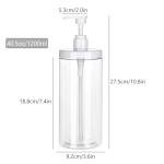 Yebeauty Refillable Pump Bottles Dispenser, 2pcs 40.5oz/1200ml Clear Soap Disoenser Wide Mouth Jar Style Empty Lotion Pump Dispenser for Bathroom Shampoo and Body Wash