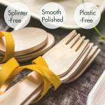 Compostable Wooden Utensils Set - 500 Pieces Disposable Wood Cutlery (200 Spoons, 200 Forks,100 Knives)-Bamboo Utensils And Plastic Silverware Alternative, Heavy Duty Utensils For Party