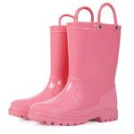 K KomForme Kids Girls & Boys Rain Boots with Easy-on Handles Waterproof Outdoors