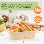 100 Piece (50 Pack) Meal Prep Containers with Lids, 28 oz Cornstarch Food Storage Containers Plant-based Lunch Box for Salad,BPA Free Plastic Take Out Containers Microwave and Freezer Safe