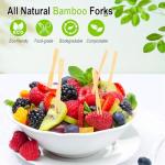 400 Bamboo Appetizer Forks, 3.5 Inch Mini Bamboo Forks for Charcuterie Boards Accessories, Fancy Toothpicks for Appetizers, Disposable Wooden Cocktail Fork, Small Fruit Food Picks for Party Supplies