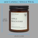 Apple Macintosh Scented Candle | 9oz Amber Jar | Arctic Wicks Non-Toxic Coconut & Beeswax Candles | Hand-Poured Clean Burning Eco-Friendly Candle | Fall Apple Orchard Scent | 100% USDA Biobased
