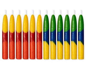 Papyrus Eco-Friendly Birthday Candles, Layered Primary Colors (12-Count)