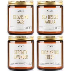 AOOVOO Scented Candles - 4PC Candle Set, 36 oz Soy Candles, Soy Candle for Home Scented, Lavender/Vanilla/Eucalyptus/Sage