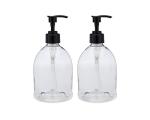 (2 Pack) Earth's Essentials Versatile 16 Ounce Refillable Designer Pump Bottles. Excellent Liquid Hand Soap, Homemade Lotion, Shampoo and Massage Oil Dispensers. Shatterproof PET Plastic.