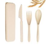 YDYTOP Reusable Travel Utensils Set with Case, Beige Wheat Straw Portable Knife Fork Spoons Tableware, Eco-Friendly BPA Free Cutlery for Kids and Adults as Travel Picnic Camping Utensils