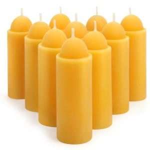 10 Packs Natural Beeswax Candles Compatible with Candle Lanterns, 12-Hour Long Burn Time Emergency Candles, Lantern Candle for Camping, Survival, Power Outages