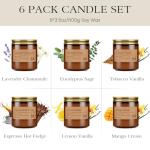 M&SENSE 6 Pack Candles Gift for Home Scented Aromatherapy Candle Set for Women Soy Wax Long Lasting Amber Jar Candles Gift for Birthday Housewarming Mother's Valentine Day