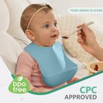 Cuddle Campus Set of 3 Silicone Bibs for Babies & Toddlers,Soft Adjustable Bibs with Pocket Food Catcher for Baby Girl,Boy(Set 8)