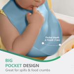 Cuddle Campus Set of 3 Silicone Bibs for Babies & Toddlers,Soft Adjustable Bibs with Pocket Food Catcher for Baby Girl,Boy(Set 8)