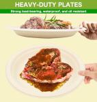 BLUE TOP 100% Compostable Disposable Paper Plates Heavy Duty Waterproof Plates-50 Pack 10 inch Eco-Friendly Plates, Natural Biodegradable Sugarca Bagasse Dinner Plates Unbleached Brown