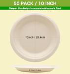 BLUE TOP 100% Compostable Disposable Paper Plates Heavy Duty Waterproof Plates-50 Pack 10 inch Eco-Friendly Plates, Natural Biodegradable Sugarca Bagasse Dinner Plates Unbleached Brown