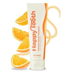 Happy Tooth Hydroxyapatite Toothpaste, Fluoride Free, Natural Whitening for Kids, Toddlers and Adults, SLS Free, Enamel Safe, Dentist Formulated with Clean Ingredients, Sweet Orange Flavor, 4oz