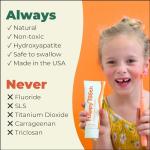 Happy Tooth Hydroxyapatite Toothpaste, Fluoride Free, Natural Whitening for Kids, Toddlers and Adults, SLS Free, Enamel Safe, Dentist Formulated with Clean Ingredients, Sweet Orange Flavor, 4oz