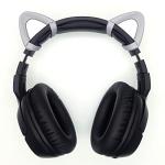 REEYEAR Cute Cat Ears Fits for HypreX Cloud/Cloud Stinger/Cloud Flight Headsets, Universal Fit Lovely Kitty Adjustable Attachment Straps for Video Live Gaming Headphone,Gray& White