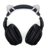 REEYEAR Cute Cat Ears Fits for HypreX Cloud/Cloud Stinger/Cloud Flight Headsets, Universal Fit Lovely Kitty Adjustable Attachment Straps for Video Live Gaming Headphone,Gray& White