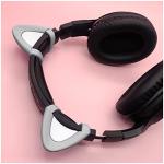 REEYEAR Cute Cat Ears Fits for HypreX Cloud/Cloud Stinger/Cloud Flight Headsets, Universal Fit Lovely Kitty Adjustable Attachment Straps for Video Live Gaming Headphone,Gray& White