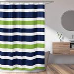 Sweet Jojo Designs Navy Blue, Lime Green and White Kids Bathroom Fabric Bath Stripes Shower Curtain