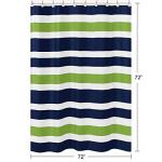 Sweet Jojo Designs Navy Blue, Lime Green and White Kids Bathroom Fabric Bath Stripes Shower Curtain