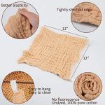 DAXUE 10 Pcs Baby Muslin Washcloths 100% Natural Cotton Unbleached, Extra Soft Baby Wipes Organic Burp Cloths Blank Bibs for Newborns Infants Sensitive Skin, Shower Gift Set 12"x12"
