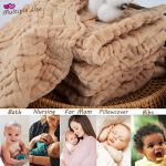 DAXUE 10 Pcs Baby Muslin Washcloths 100% Natural Cotton Unbleached, Extra Soft Baby Wipes Organic Burp Cloths Blank Bibs for Newborns Infants Sensitive Skin, Shower Gift Set 12"x12"