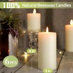 Natural Beeswax Pillar Candles,100% Pure Beeswax Candles-258 Hours Long Burning,Off-White Unscented Bees Wax Candles for Home,Prayer,Dripless Smokeless Organic Pillar Candles Bulk-2x4in-6 Pack