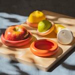 Food Huggers 5pc Reusable Silicone Food Savers | BPA Free & Dishwasher Safe | Fruit & Vegetable Produce Storage for Onion, Tomato, Lemon, Banana, Cans & More | Round, Terracotta