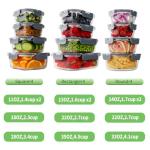 HOMBERKING 24pc Borosilicate Glass Food Storage Containers with Lids, Glass Meal Prep Containers with Leak Proof Snap Lock Lids, Airtight Bento Lunch Boxes, Kitchen Storage (12 lids & 12 Containers)