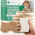 12 Pack Natural Kitchen Sponges, Compostable White Cellulose & Organic Coconut Scrubber Sponge for Washing Dishes, Kind Eco Friendly Non Toxic & Biodegradable Dishwashing Sponges