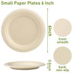 Uniecocus Paper Plates Bulk 400 Count, Small 6 inch Eco Friendly Plates, Compostable Biodegradable Disposable for Party, Everyday
