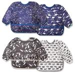 Joyo roy Mess Proof Baby Bibs for Eating Waterproof Toddler Bibs for Boys Soft Machine Washable Long Sleeve Bib 1-3 Years Travel Reusable Baby Smock Apron for Feeding Bib with Food Catcher