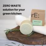 RE: Eco-Friendly Dish Washing Soap Bar With Loofah Holder - Palm Oil Free, Zero Waste, Plastic Free, No Artificial Dyes or Fragrance (1, Rosemary)