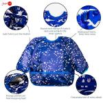 Joyo roy Mess Proof Baby Bibs for Eating Waterproof Toddler Bibs for Boys Soft Machine Washable Long Sleeve Bib 1-3 Years Travel Reusable Baby Smock Apron for Feeding Bib with Food Catcher