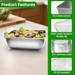 Ayzylpth 12 Pcs Airtight Stainless Steel Food Storage Containers with Lids, 25 Oz (5.3x4.15x2 Inch), Oven, Microwave & Dishwasher Safe, BPA-Free, Leak-Resistant, Stackable Meal Prep Containers Set