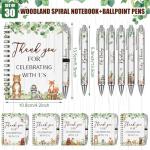 Skyygemm 30 Set Woodland Animal Baby Shower Favors Gifts for Guests Includes Woodland Animal Small Spiral Notebook Bulk Forest Retractable Ballpoint Pen Black Ink for Baby Shower Gender Reveal Guest