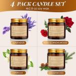 4 Pack Candles for Home Scented,Amber Jar Aromatherapy Candle Gifts for Women,Scented Candles Set for Mother's Day Christmas Valentine Thanksgiving Brithday Gifts,Soy Wax Candle Set for Stress Relief