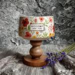 Handmade Lavender Soy Candle in Vintage Ceramic Mug - Eco-Friendly Aromatherapy Candle with Natural Essential Oils, Wood Base for Bedroom, Home Decor & Gifts (Floral Color 5oz, Non-Toxic)