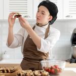 6 Pcs Chef Hat Unisex Elastic Kitchen Cooking Hat Food Service Hair Nets Mesh Cap Adjustable Reusable Washable Cooking Chef Cap(Black)