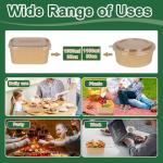 50 Pack 35oz Paper Food Containers with Lids, Cardboard Meal Prep Containers, Disposable Compostable Kraft Paper Bowls with Lids for Hot/Cold Food, Salad, Leftovers, Snacks, Desserts - Rectangular