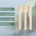 350 Pieces Compostable Wooden Cutlery Set - Disposable Wood Utensils(140 Forks,105 Spoons,105 Knives)-Bamboo Silverware And Plastic Flatware Alternative,Heavy Duty Serving Utensils For Party/Picnic