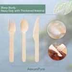 350 Pieces Compostable Wooden Cutlery Set - Disposable Wood Utensils(140 Forks,105 Spoons,105 Knives)-Bamboo Silverware And Plastic Flatware Alternative,Heavy Duty Serving Utensils For Party/Picnic