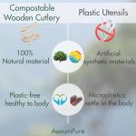 350 Pieces Compostable Wooden Cutlery Set - Disposable Wood Utensils(140 Forks,105 Spoons,105 Knives)-Bamboo Silverware And Plastic Flatware Alternative,Heavy Duty Serving Utensils For Party/Picnic